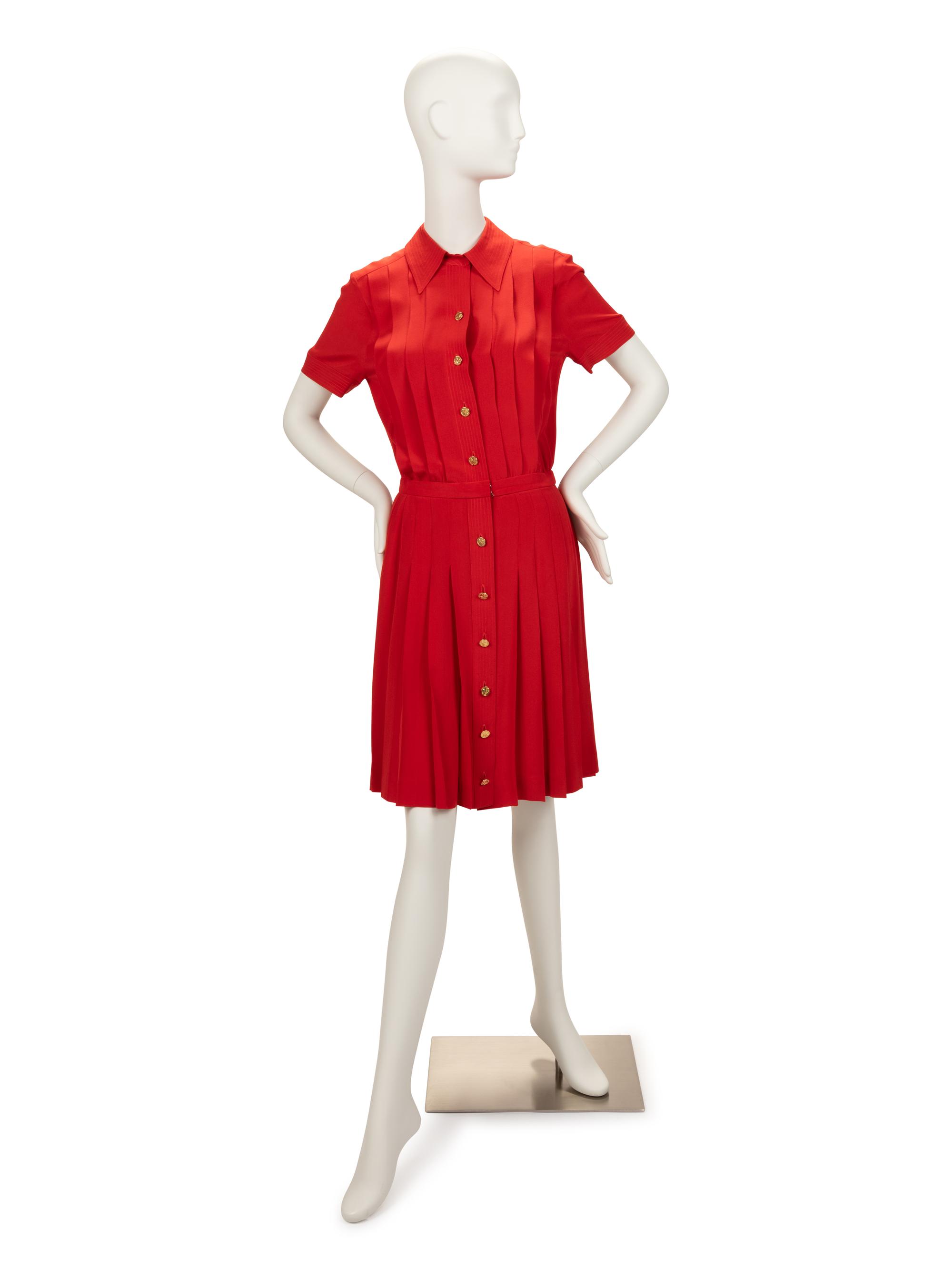 Chanel Pleated Silk Dress, 1980-90s