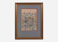 A small Chinese kesi tapestry "Buddhist Lions" panel, 18th / 19th century 太獅少獅緙絲 十八或十九世紀