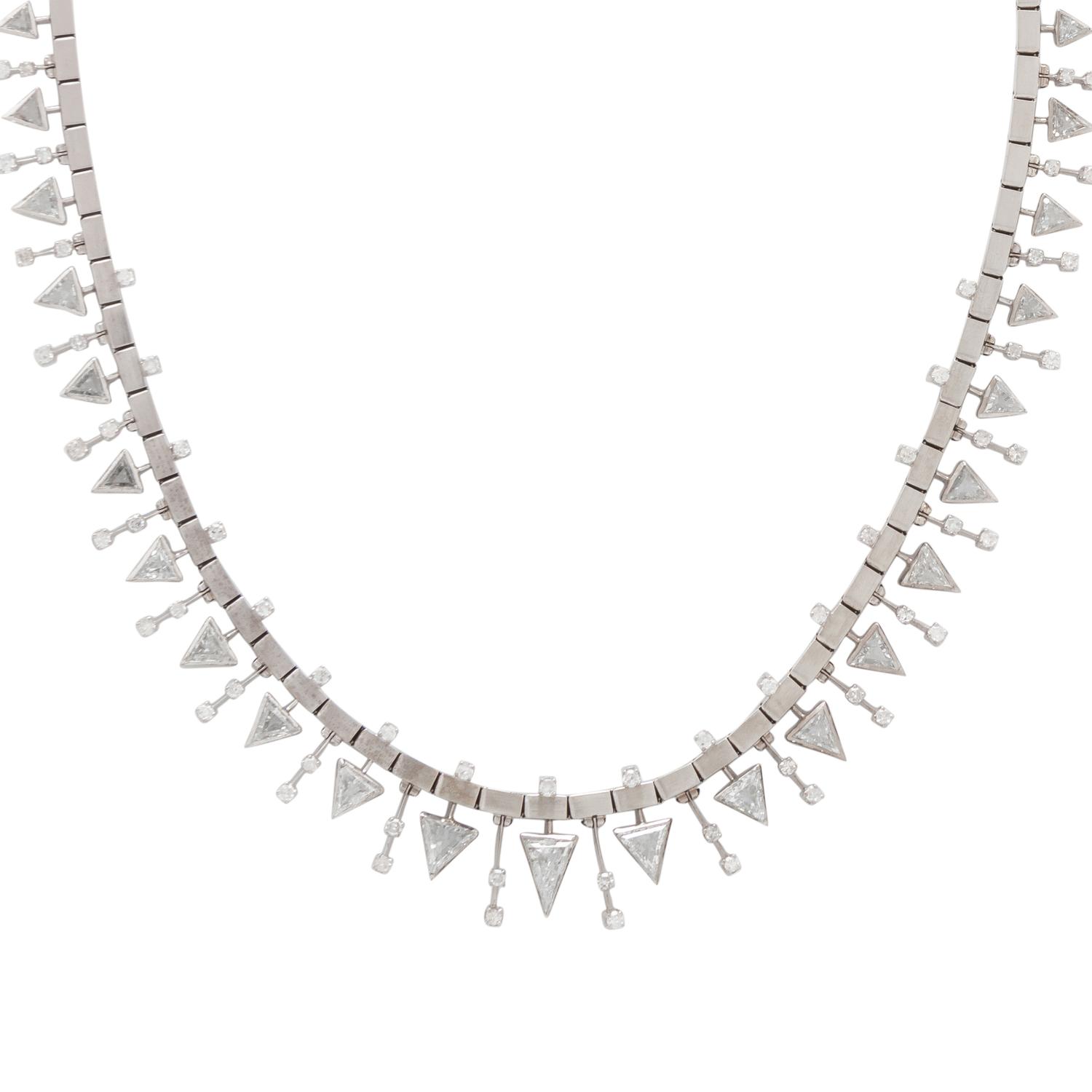 WHITE GOLD AND DIAMOND GEOMETRIC NECKLACE