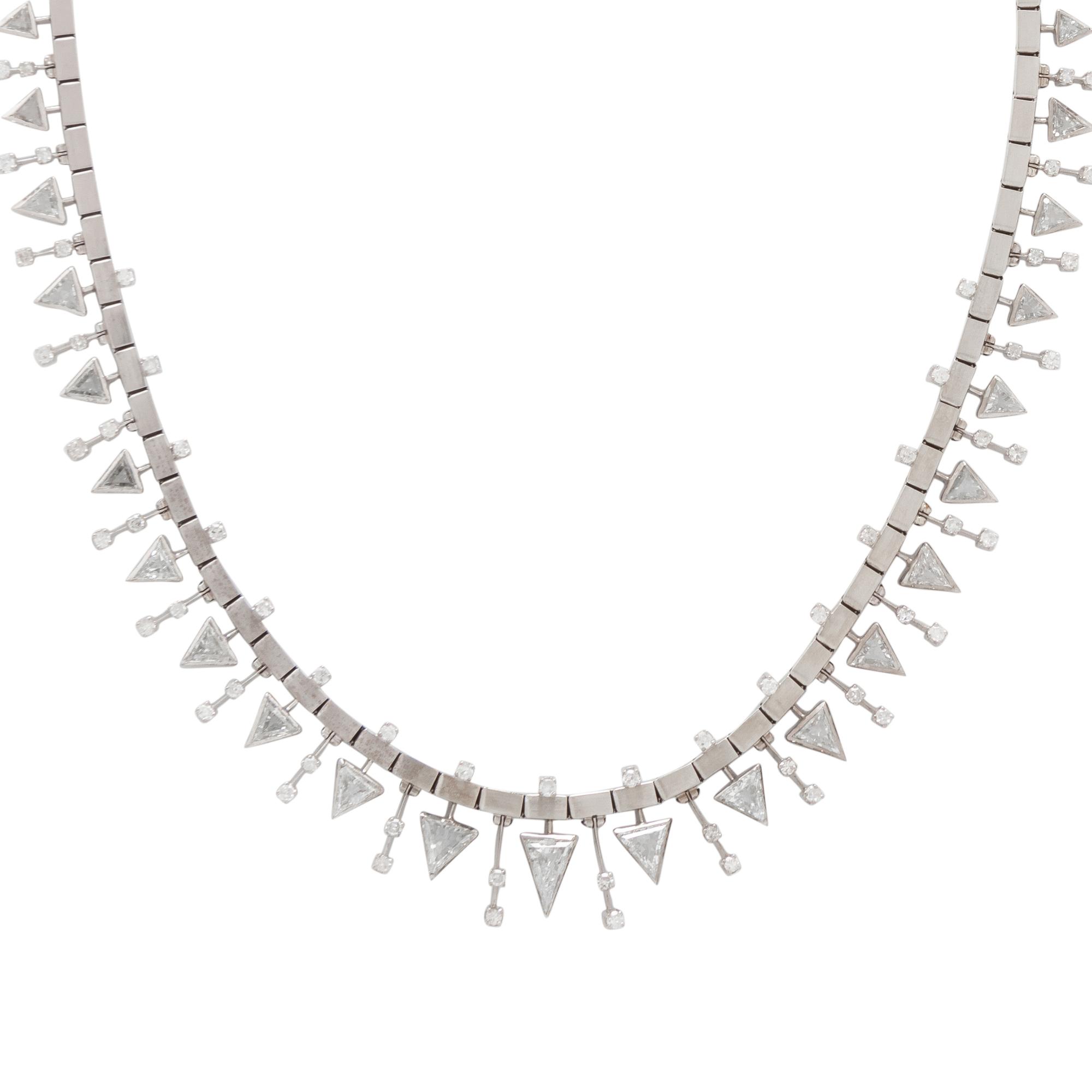 WHITE GOLD AND DIAMOND GEOMETRIC NECKLACE