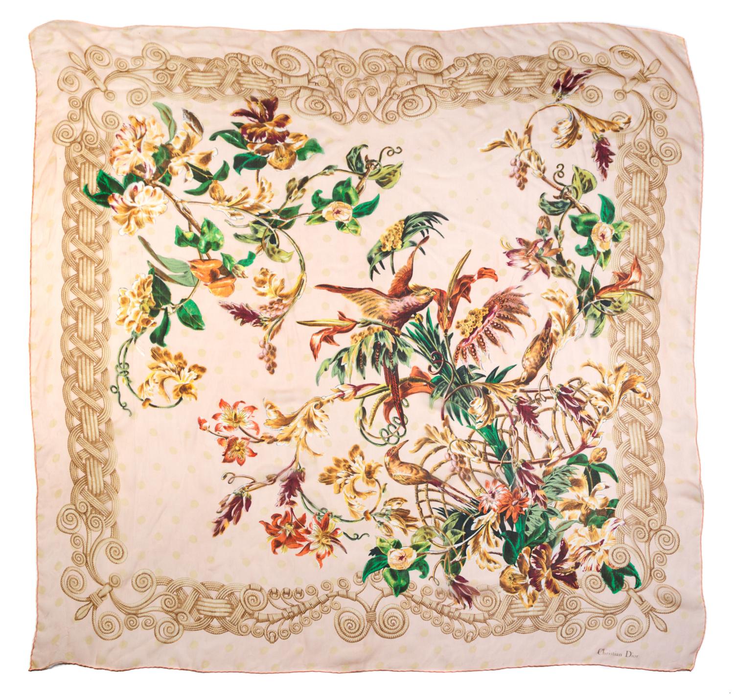 A Christian Dior Silk Print Scarf, 54 x 54 inches.
