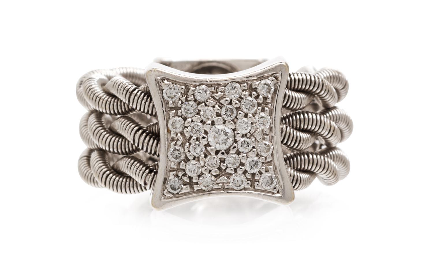 A 14 Karat White Gold and Diamond Ring, 8.00 dwts.