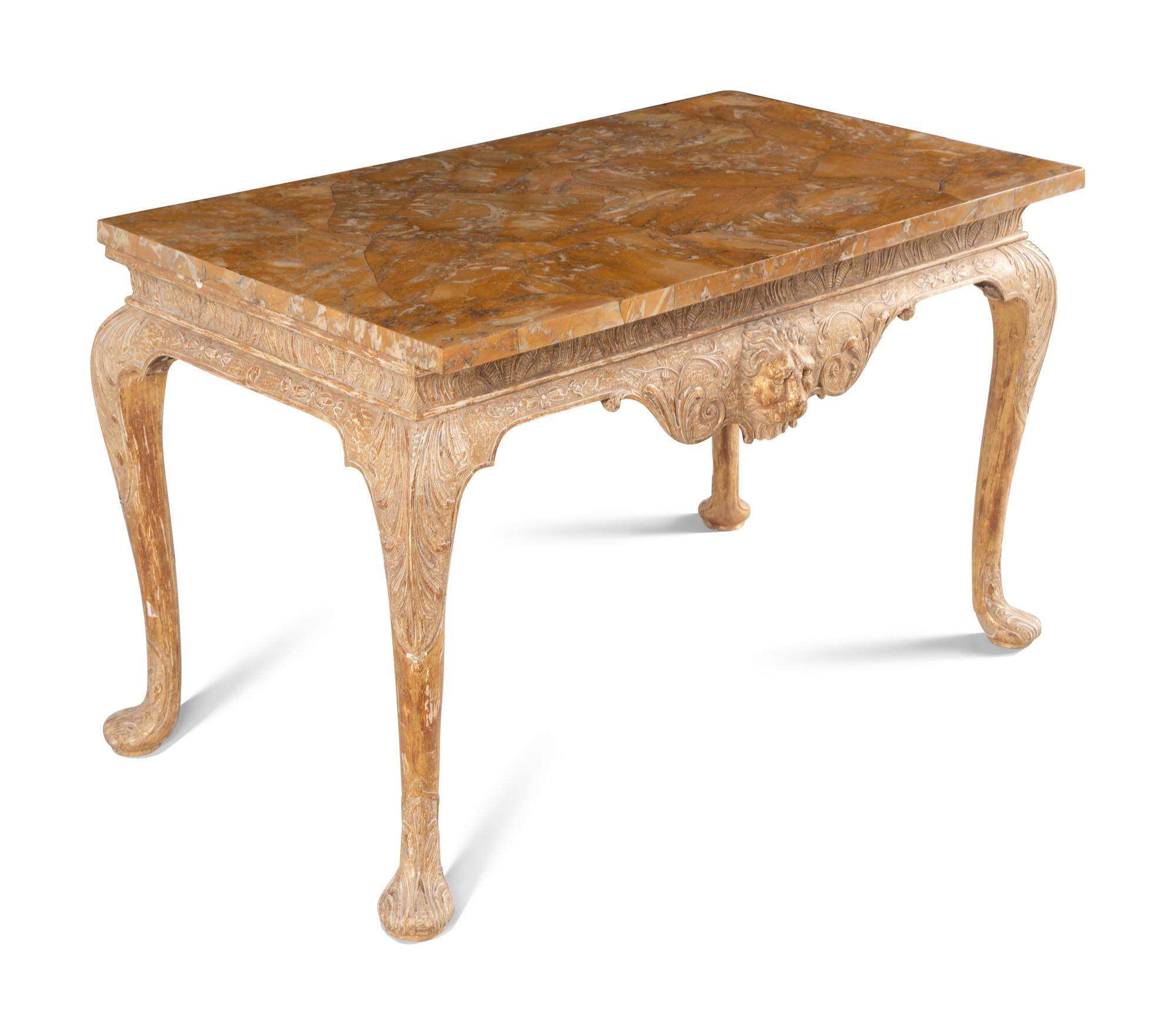A George II Gilt-Gesso and Marmo Giallo Marble Table