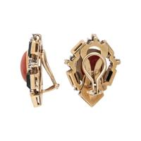 NIVA, CORAL, BLACK ONYX, AND DIAMOND EARRINGS