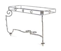 A Silvered Wrought Metal Console Table Base After Gilbert Poillerat