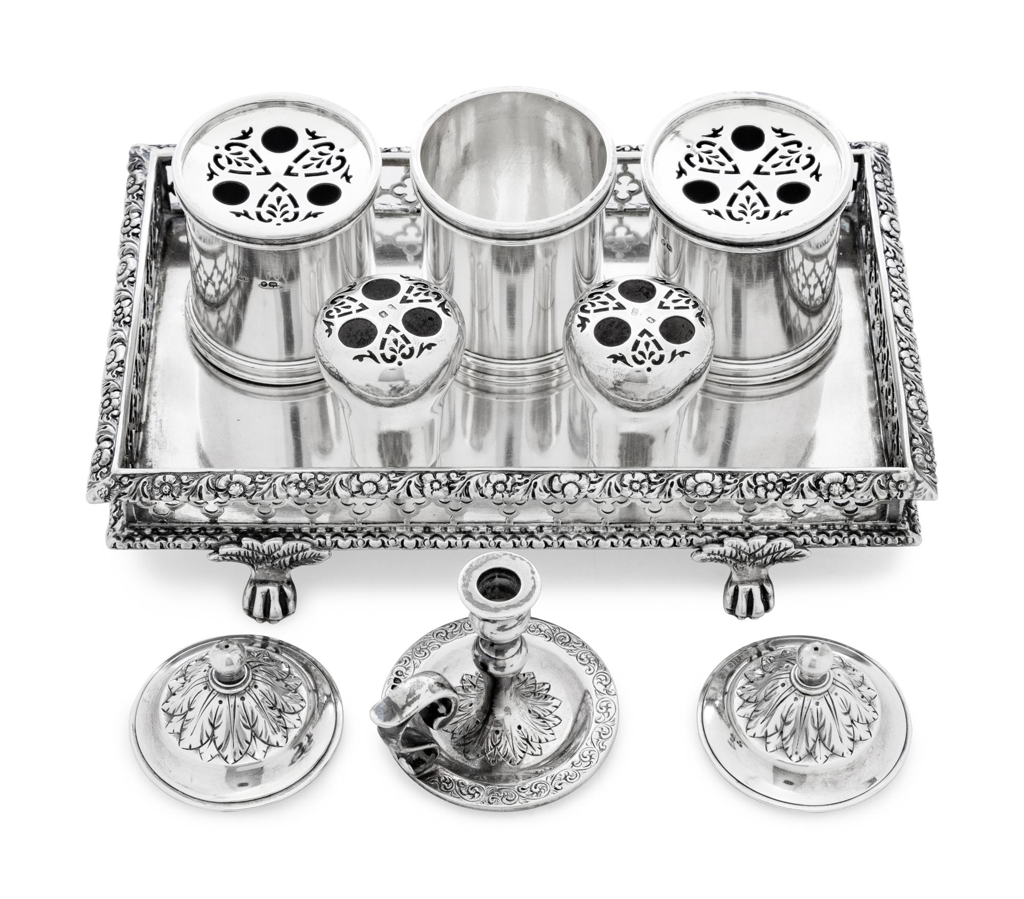 A Victorian Silver Standish