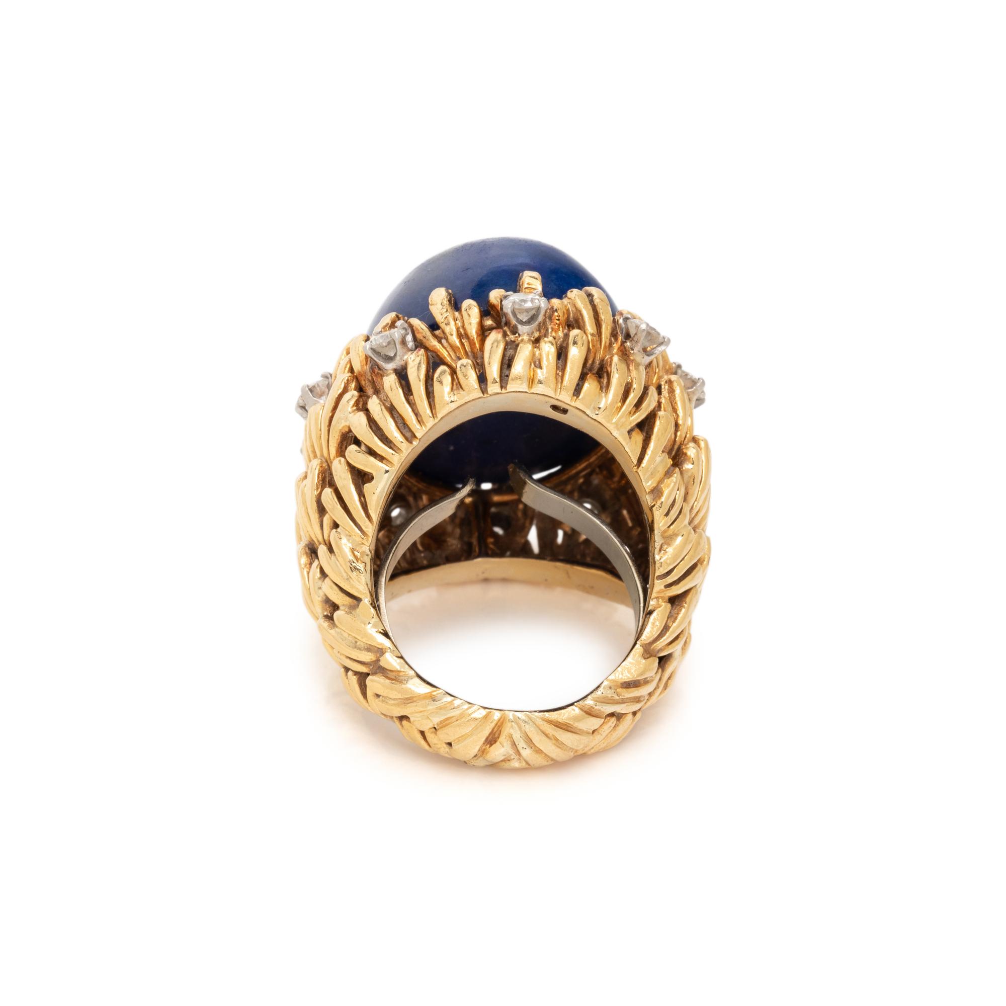 DAVID WEBB, YELLOW GOLD, LAPIS LAZULI AND DIAMOND RING