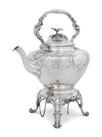 A Victorian Silver Hot Water Kettle on Stand
