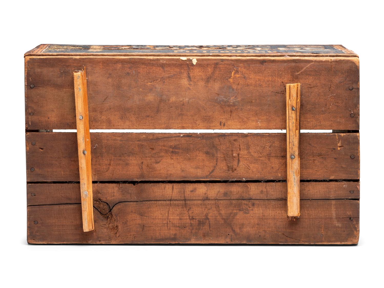 A Slat-Wood 'Marvin's Superior' Hinged-Lid Cracker Box