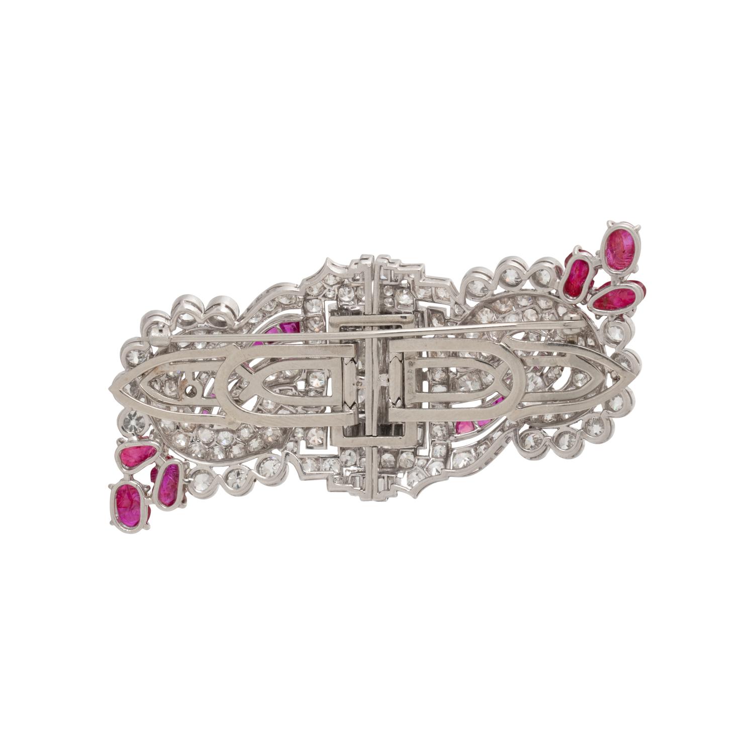 ART DECO, DIAMOND AND RUBY DRESS CLIPS