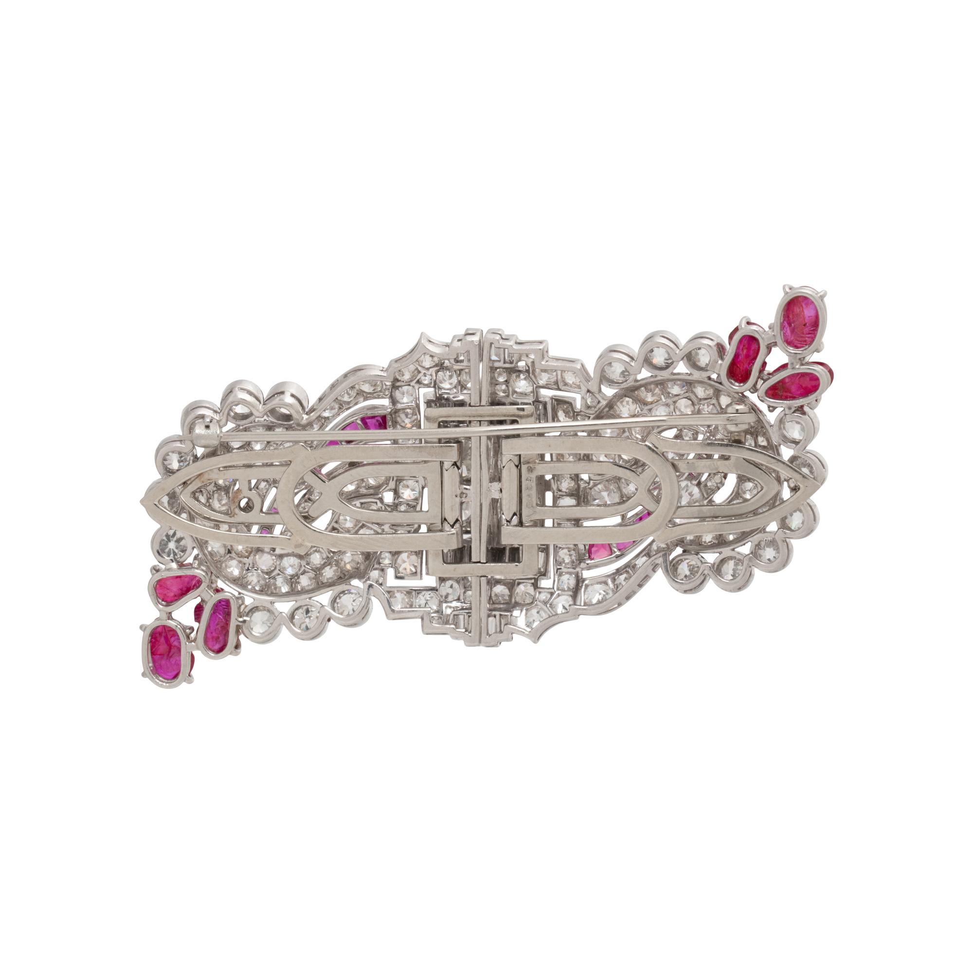 ART DECO, DIAMOND AND RUBY DRESS CLIPS