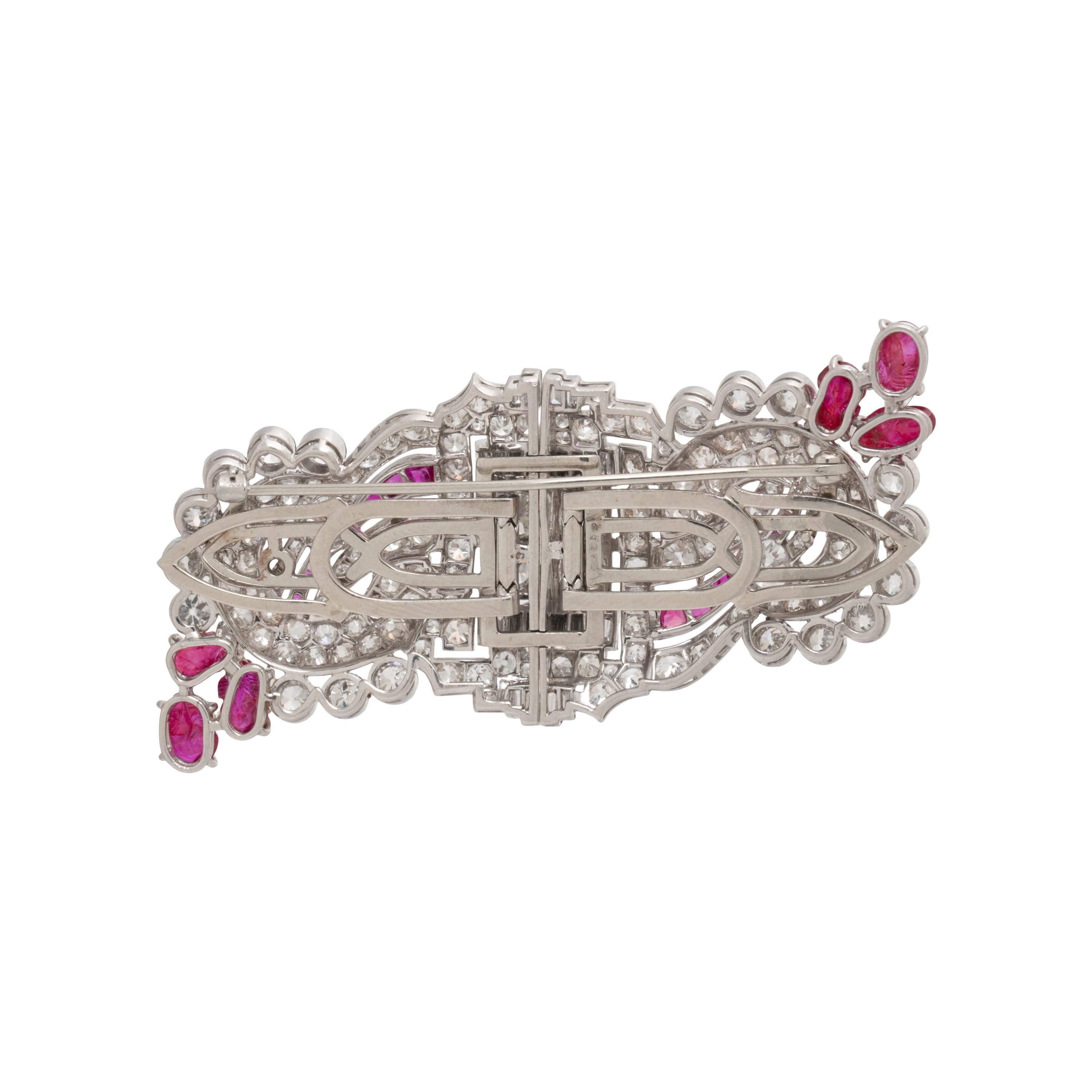 ART DECO, DIAMOND AND RUBY DRESS CLIPS