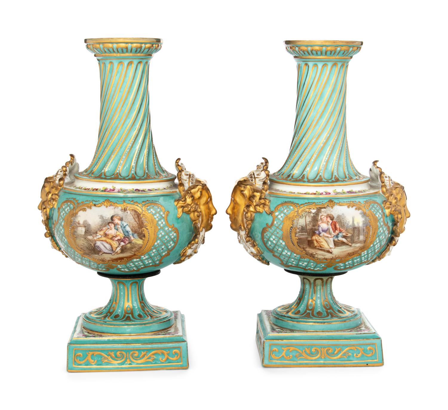 A Pair of Sèvres Style Porcelain Vases