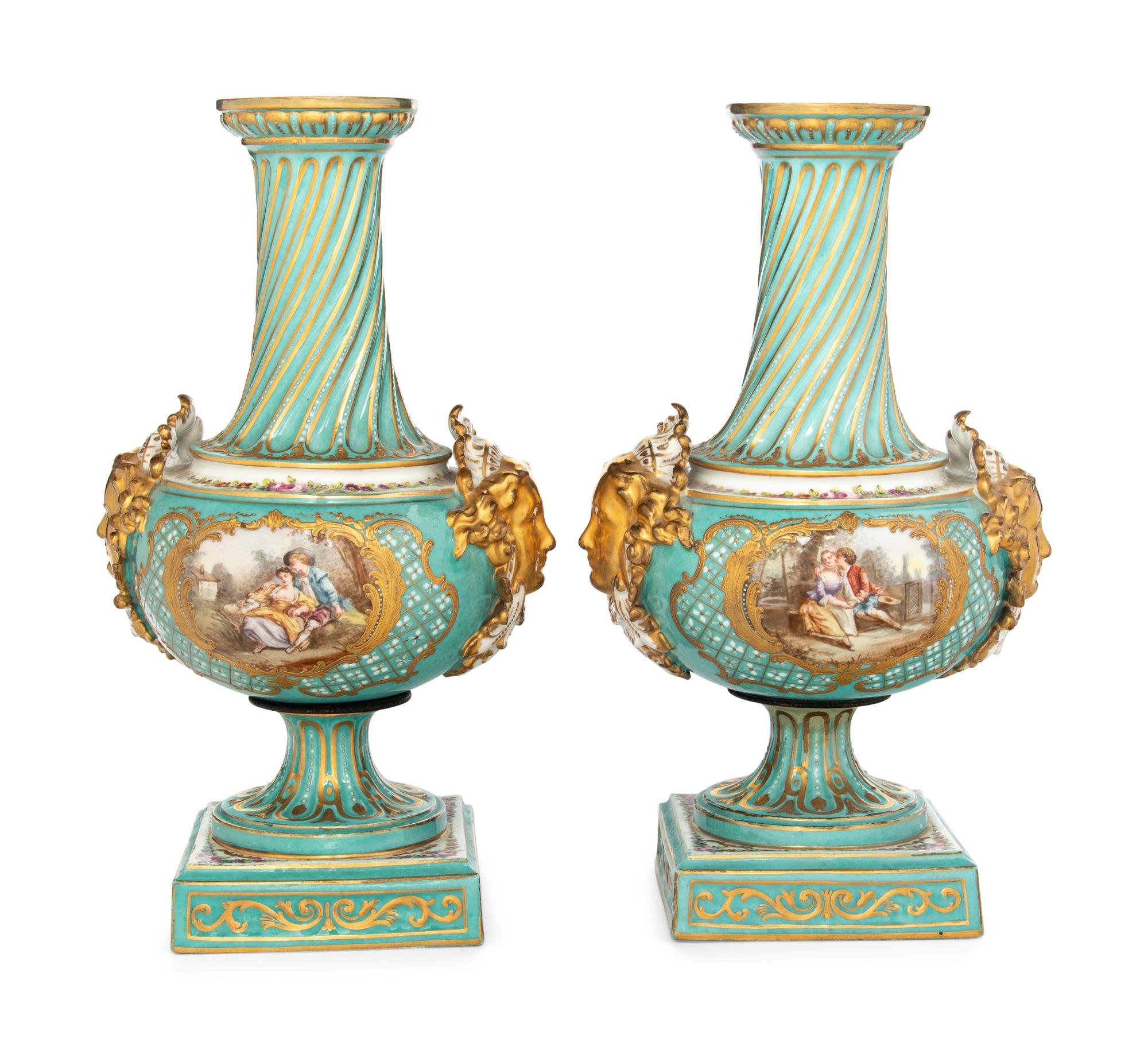 A Pair of Sèvres Style Porcelain Vases
