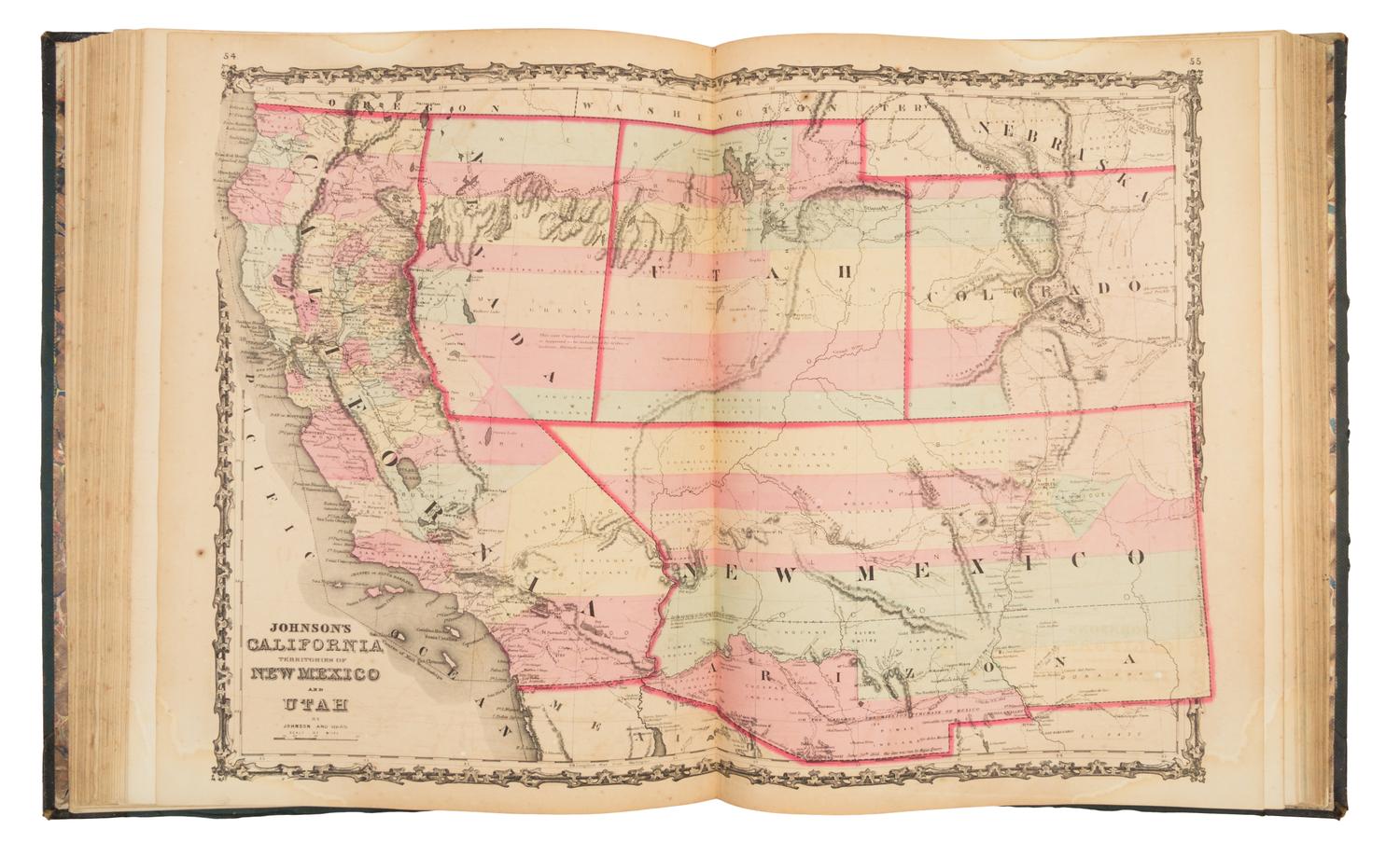 JOHNSON, Alvin J. (1827-1884). Johnson's New Illustrated (Steel Plate) Family Atlas. New York: Johnson and Browning, 1862.