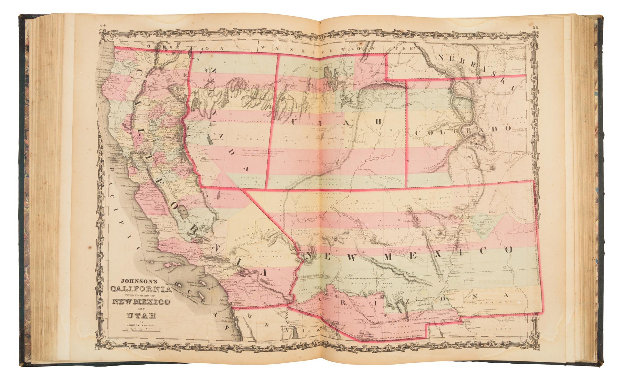 JOHNSON, Alvin J. (1827-1884). Johnson's New Illustrated (Steel Plate) Family Atlas. New York: Johnson and Browning, 1862.
