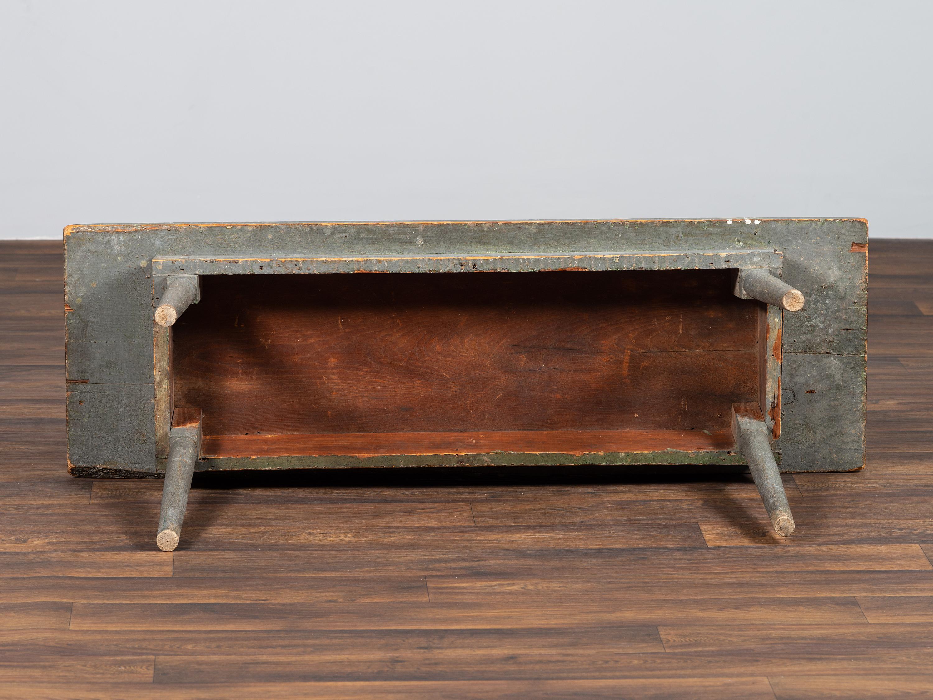 A Shaker Blue Painted Pine Work Bench