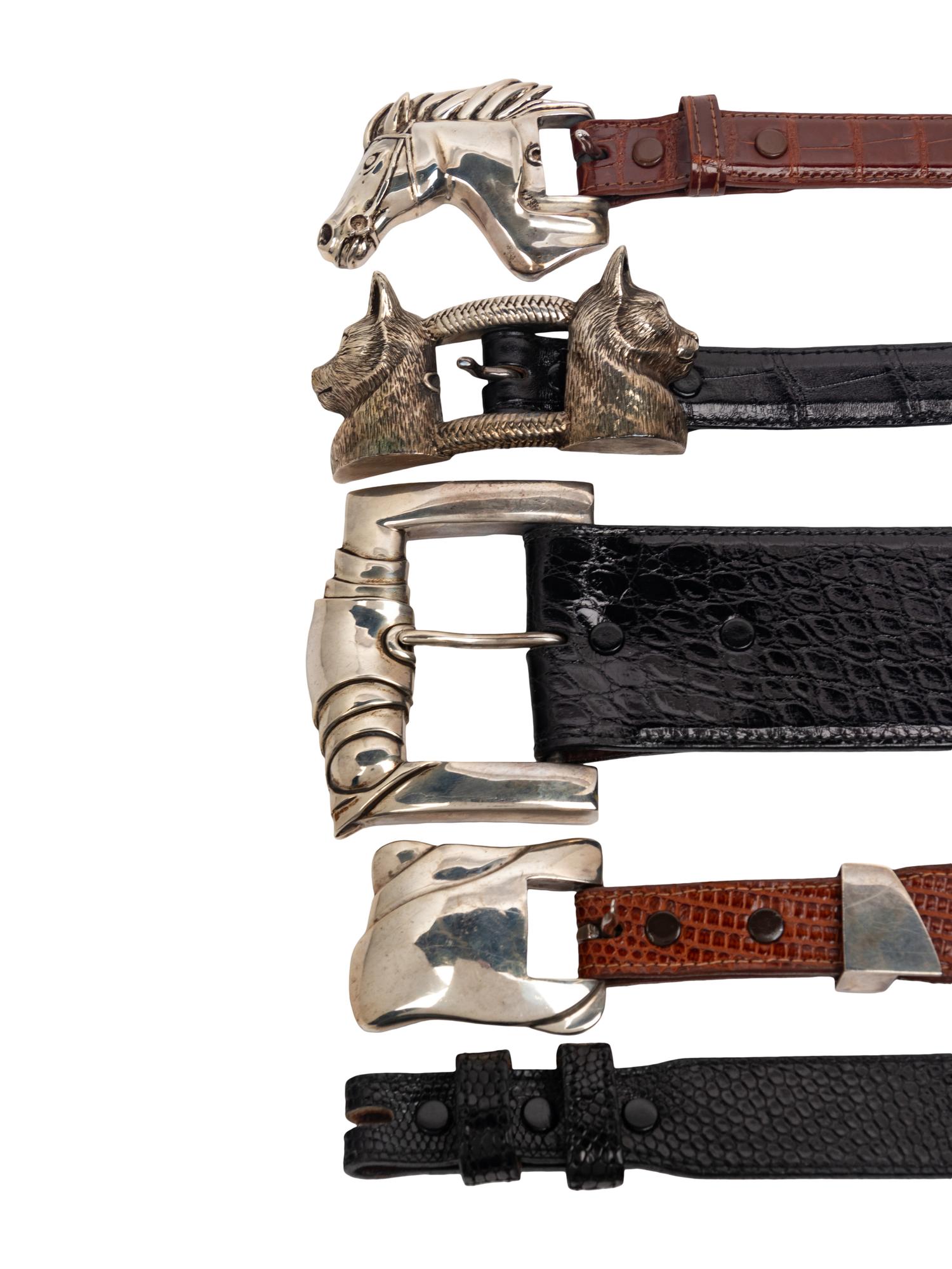 Five Kieselstein-Cord Sterling Silver Belts