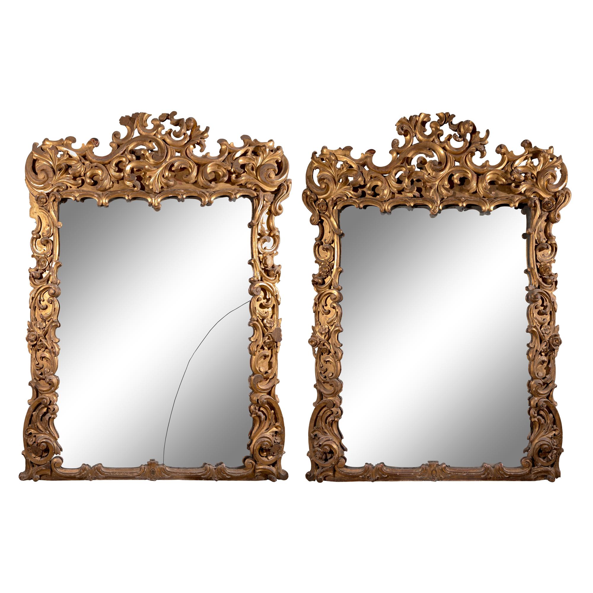 A Large and Impressive Pair of Venetian Giltwood Mirrors