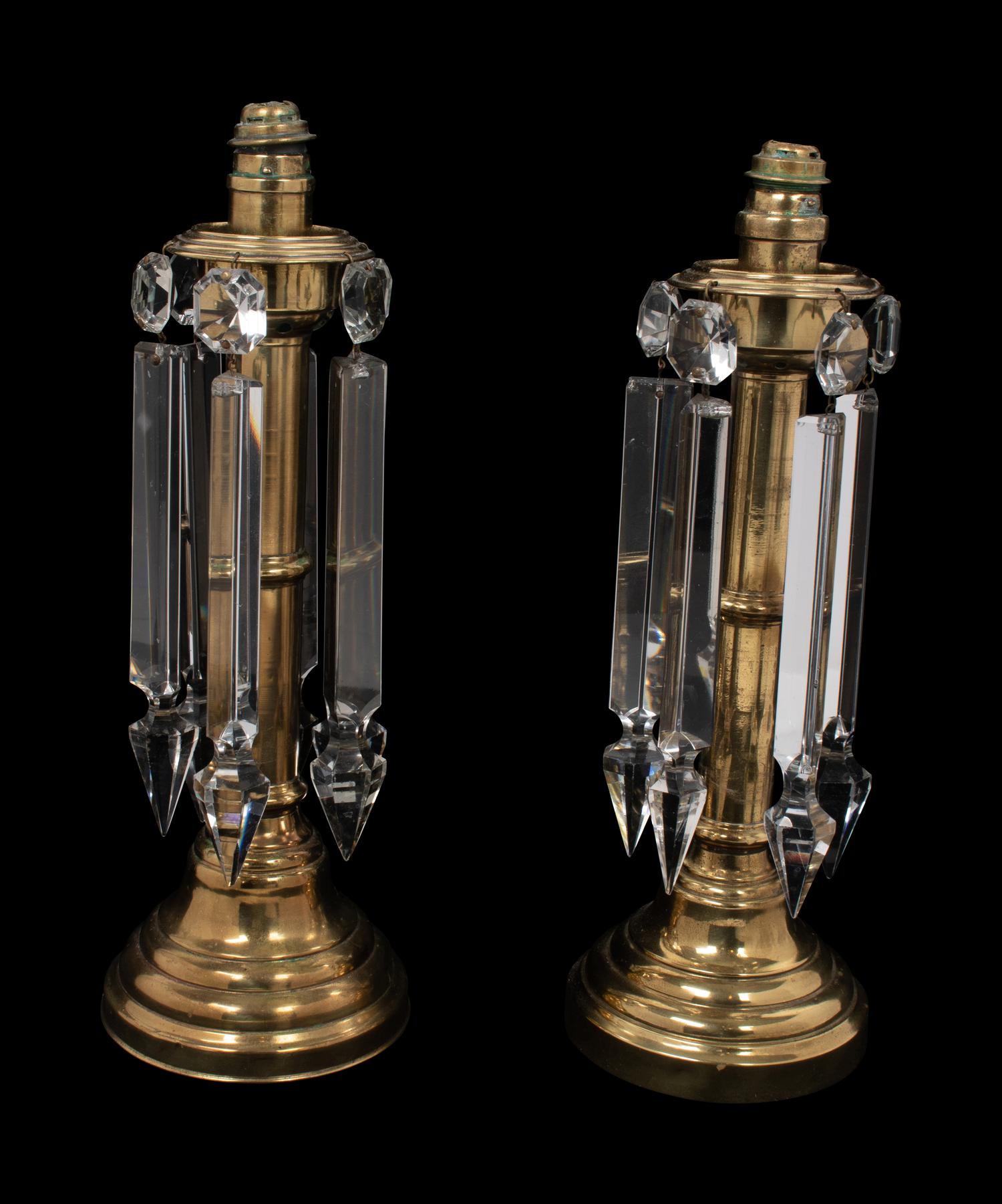 A Pair of Gilt Bronze and Cut Glass Lusters