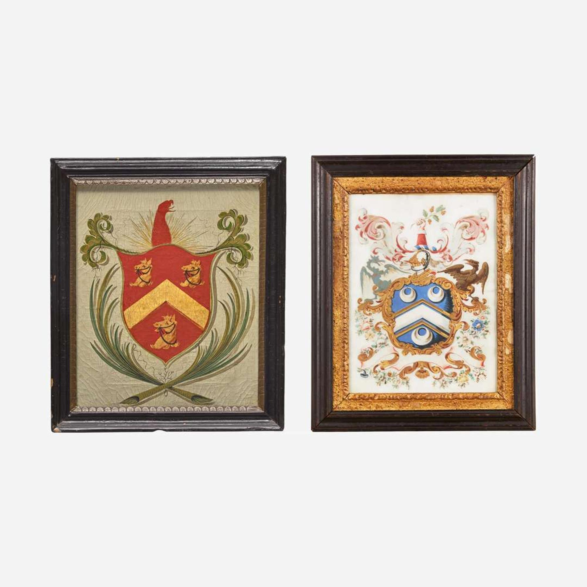 Two painted coats-of-arms: Holyoke and Tryppe families Samuel Blyth (1744-1795), Salem, MA, and other, late 18th century