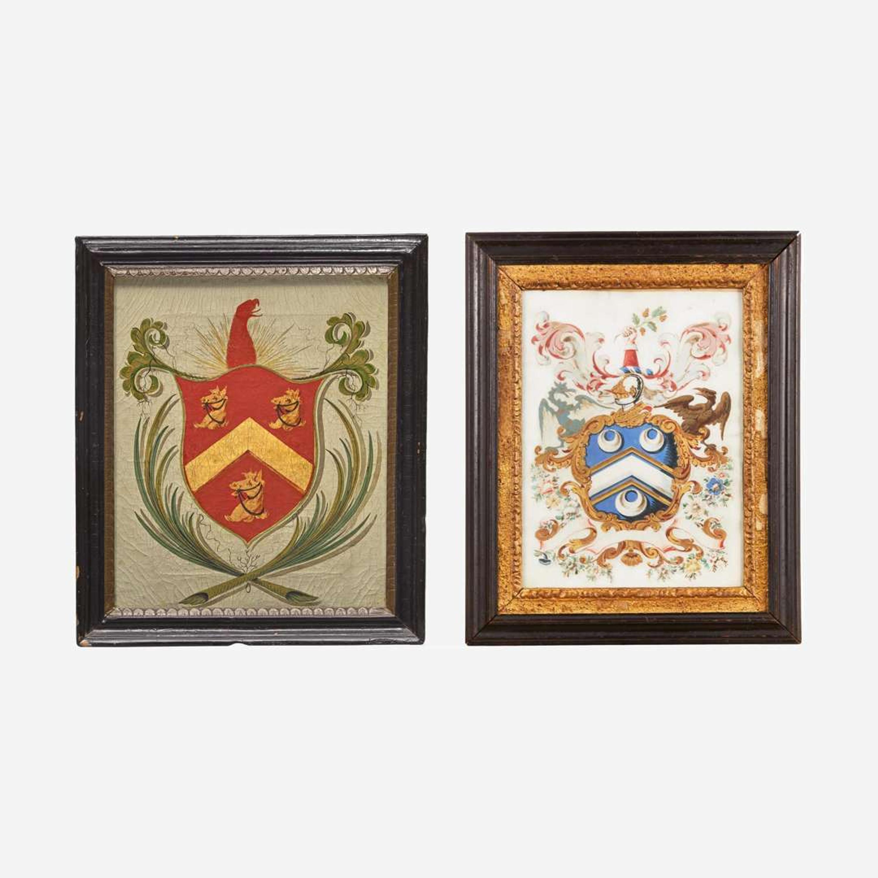 Two painted coats-of-arms: Holyoke and Tryppe families Samuel Blyth (1744-1795), Salem, MA, and other, late 18th century