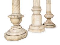 Two Continental Marble Pedestals and an Alabaster Pedestal