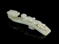 A Jade Belt Hook Width 4 3/8 inches.