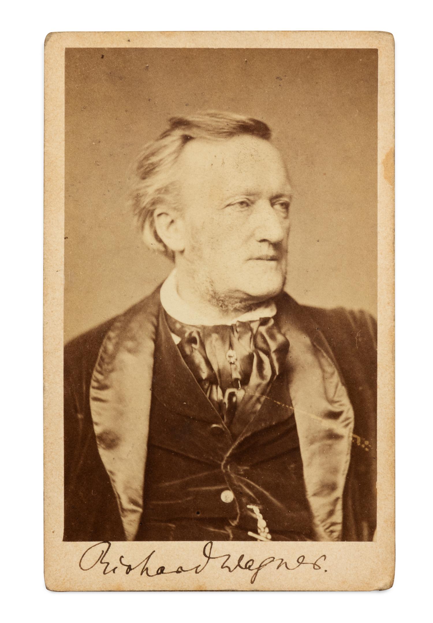 WAGNER, Richard (1813-1883). Carte de visite, signed lower margin (“Richard Wagner”), n.d.