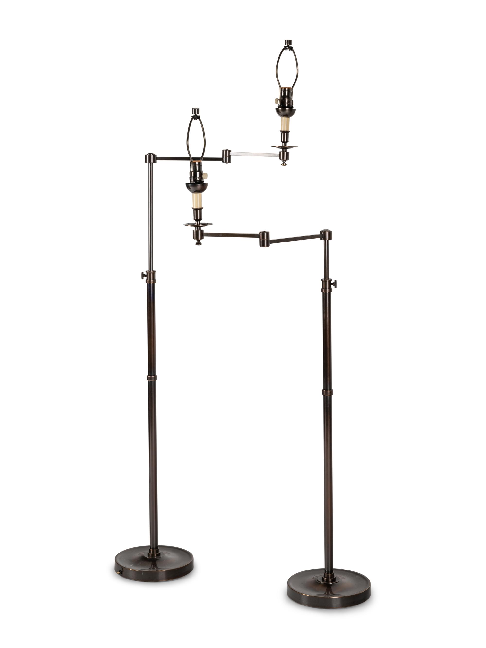 A Pair of John Boone Swing-Arm Floor Lamps Designed by Jerome Sutter