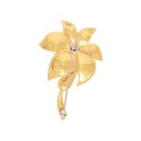 YELLOW GOLD AND DIAMOND FLOWER BROOCH