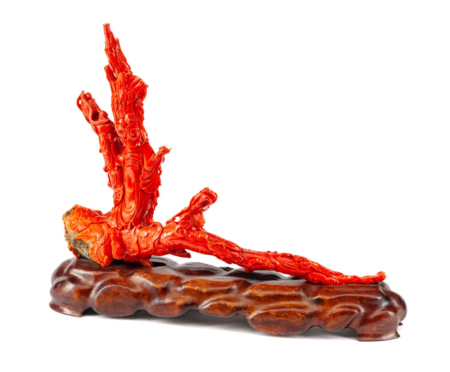 A Large Chinese Export Carved Coral Figural Group