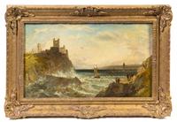 Charles Marshall, (British, 1806-1896), Seascape with Castle Ruins, 1865