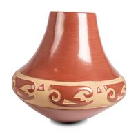 Carved Redware Pottery Jar, with Sikyatki-style Birds