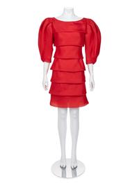 Philippe Venet Haute Couture Tiered Dress with Balloon Sleeves, Fall/Winter 1991