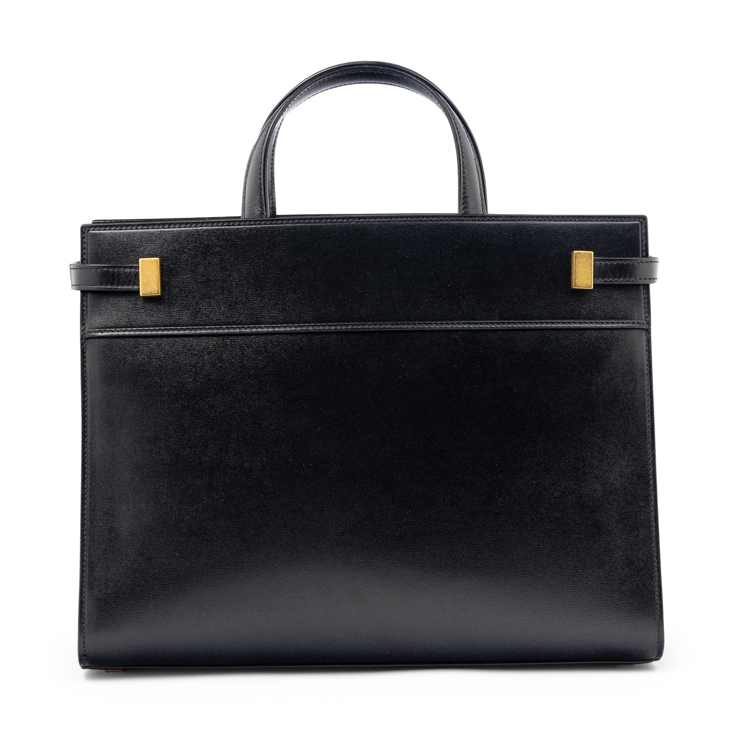 SAINT LAURENT, BLACK LEATHER MANHATTAN BAG