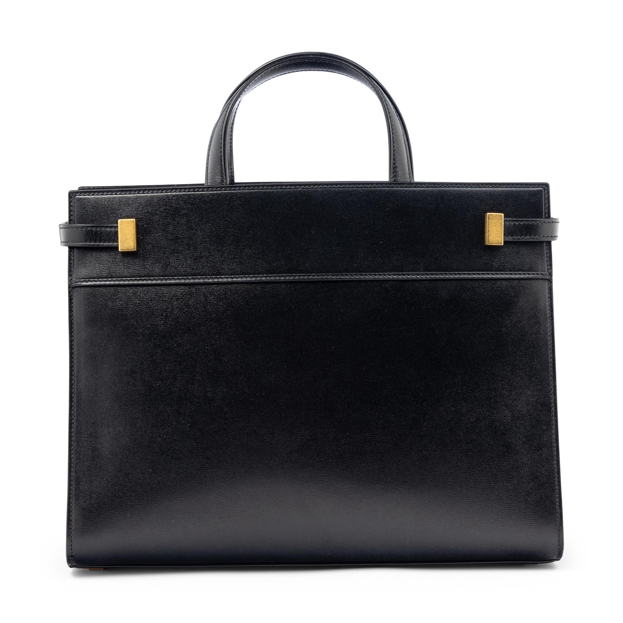 SAINT LAURENT, BLACK LEATHER MANHATTAN BAG