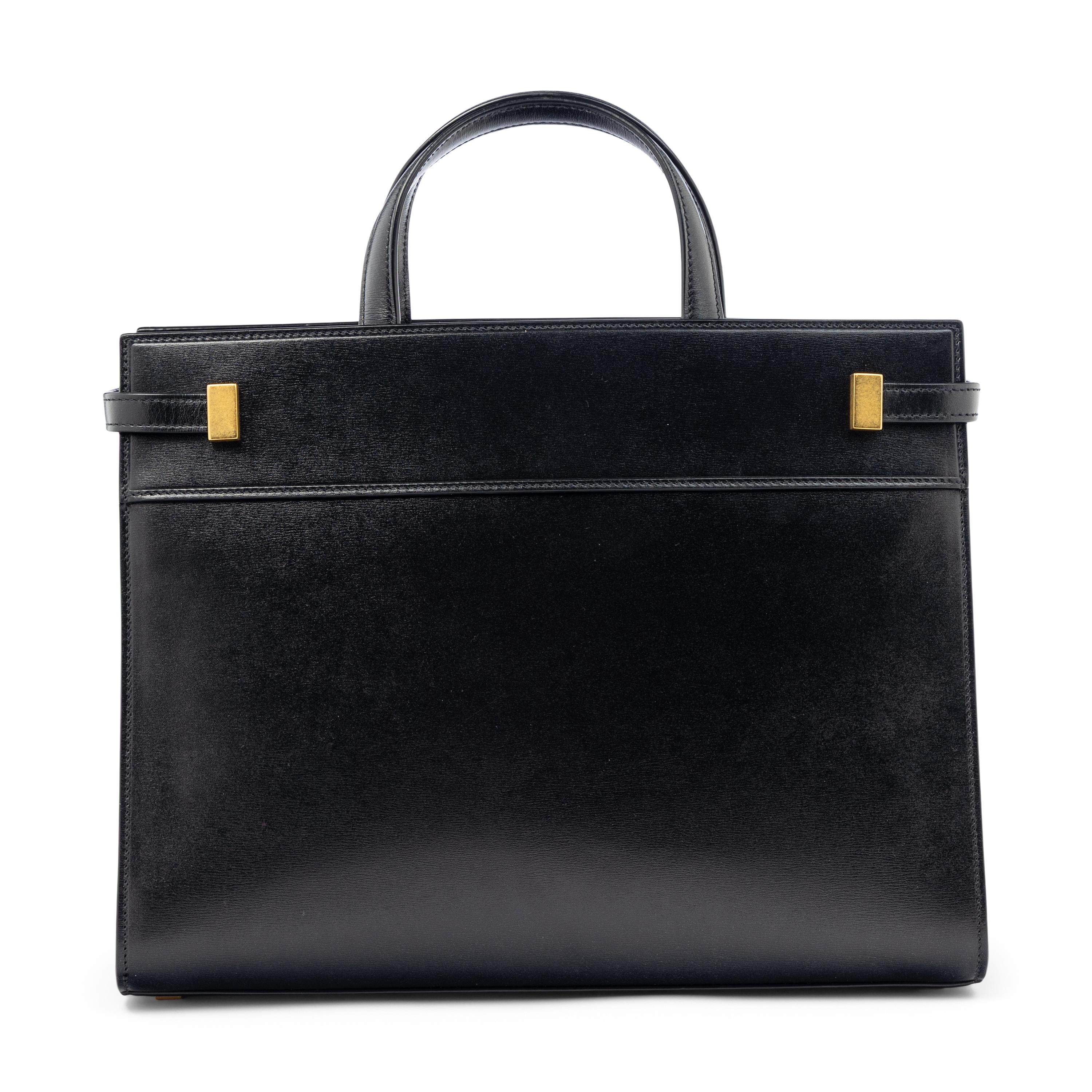 SAINT LAURENT, BLACK LEATHER MANHATTAN BAG