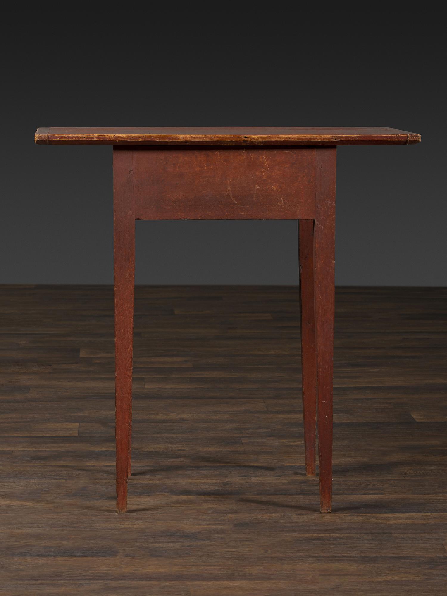 A Federal Red Painted Pine Diminutive Tavern Table