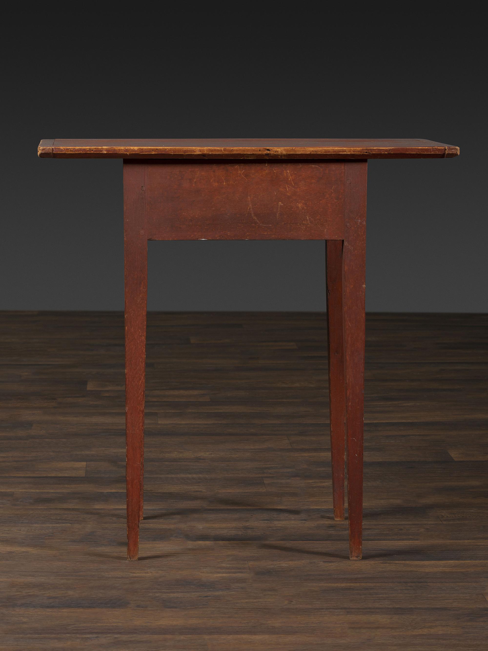 A Federal Red Painted Pine Diminutive Tavern Table