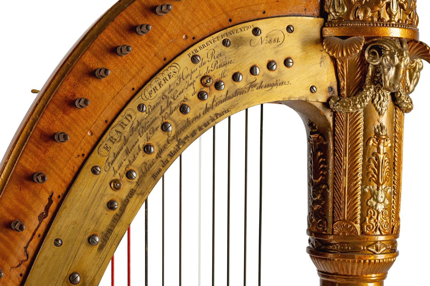 A Giltwood and Satinwood Harp