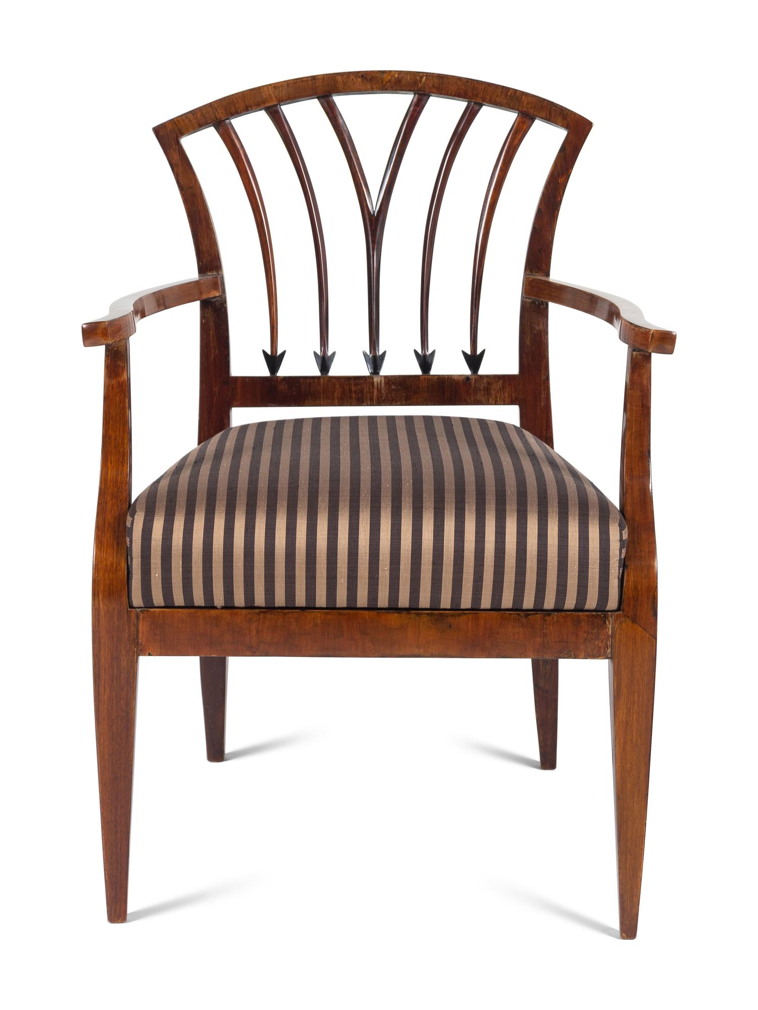 An Austrian Neoclassical Walnut Armchair