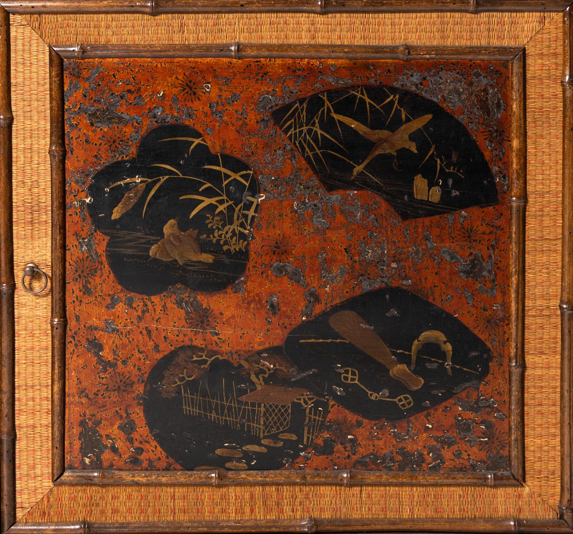 An English Bamboo and Lacquer Bookcase