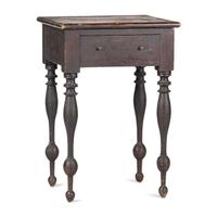 A Classical Spool and Reel Turned Cherrywood One-Drawer Work Table
