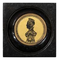 Six Verre Eglomise Silhouettes of Ladies