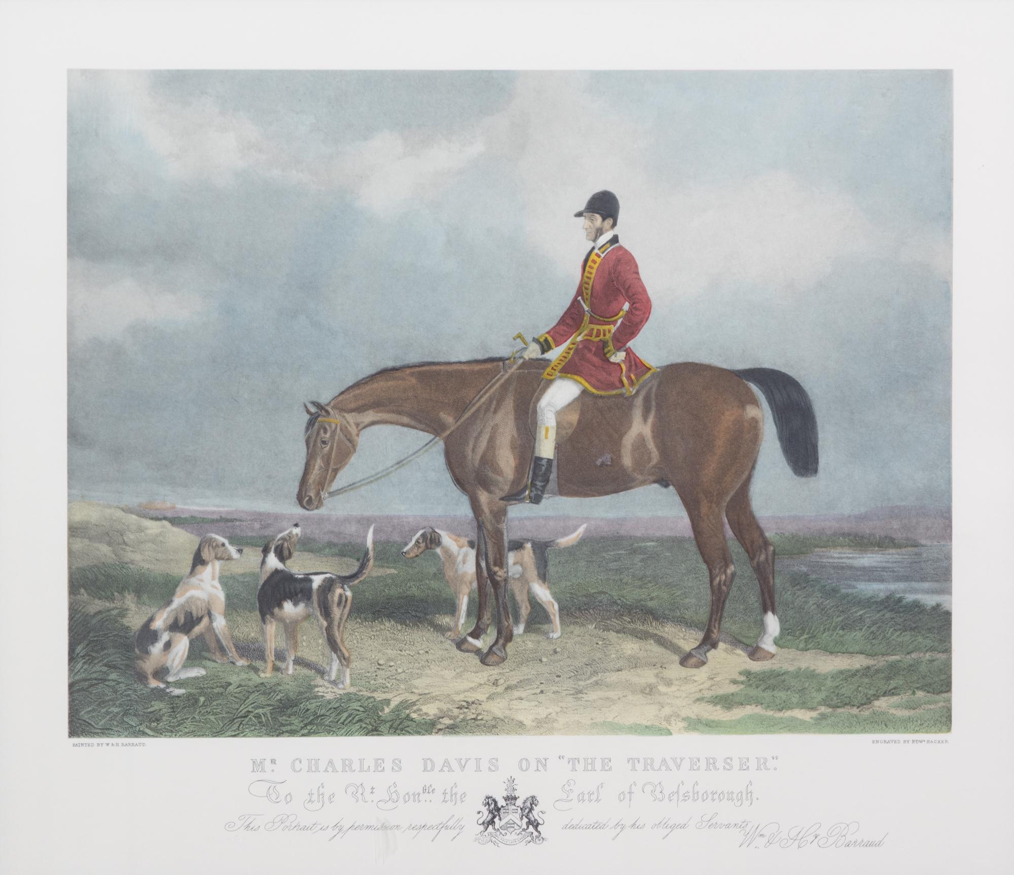 William H. BARRAUD, after - Edward HACKER, engraver Image 14 1/2 x 19 inches. — Mr. Charles Davis on the Traverser - Mr. William Long on Bertha