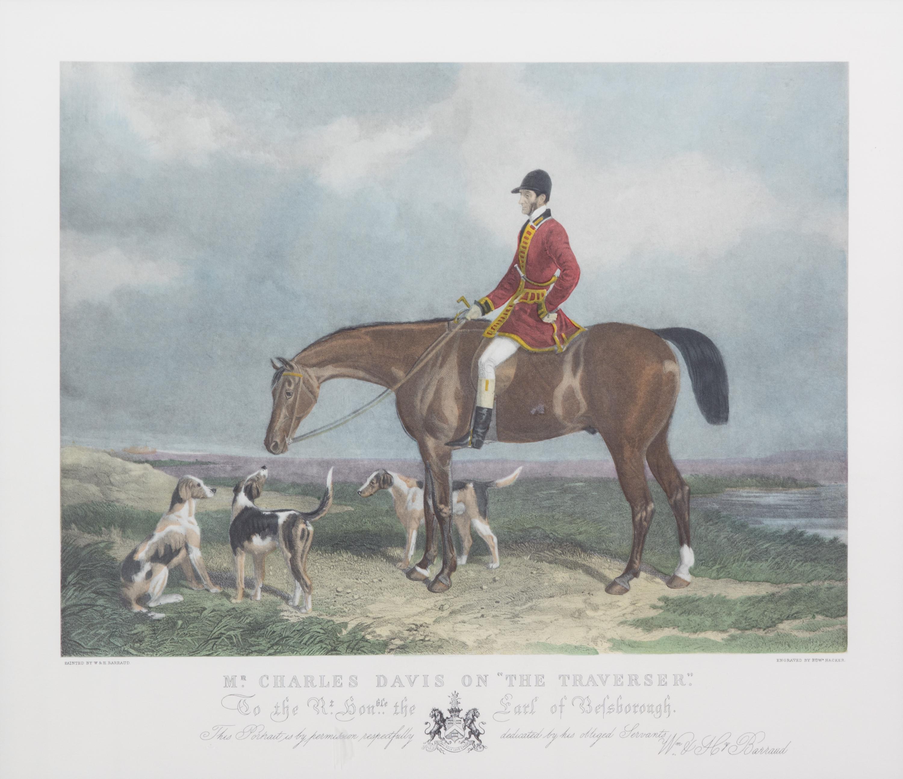 William H. BARRAUD, after - Edward HACKER, engraver Image 14 1/2 x 19 inches. — Mr. Charles Davis on the Traverser - Mr. William Long on Bertha