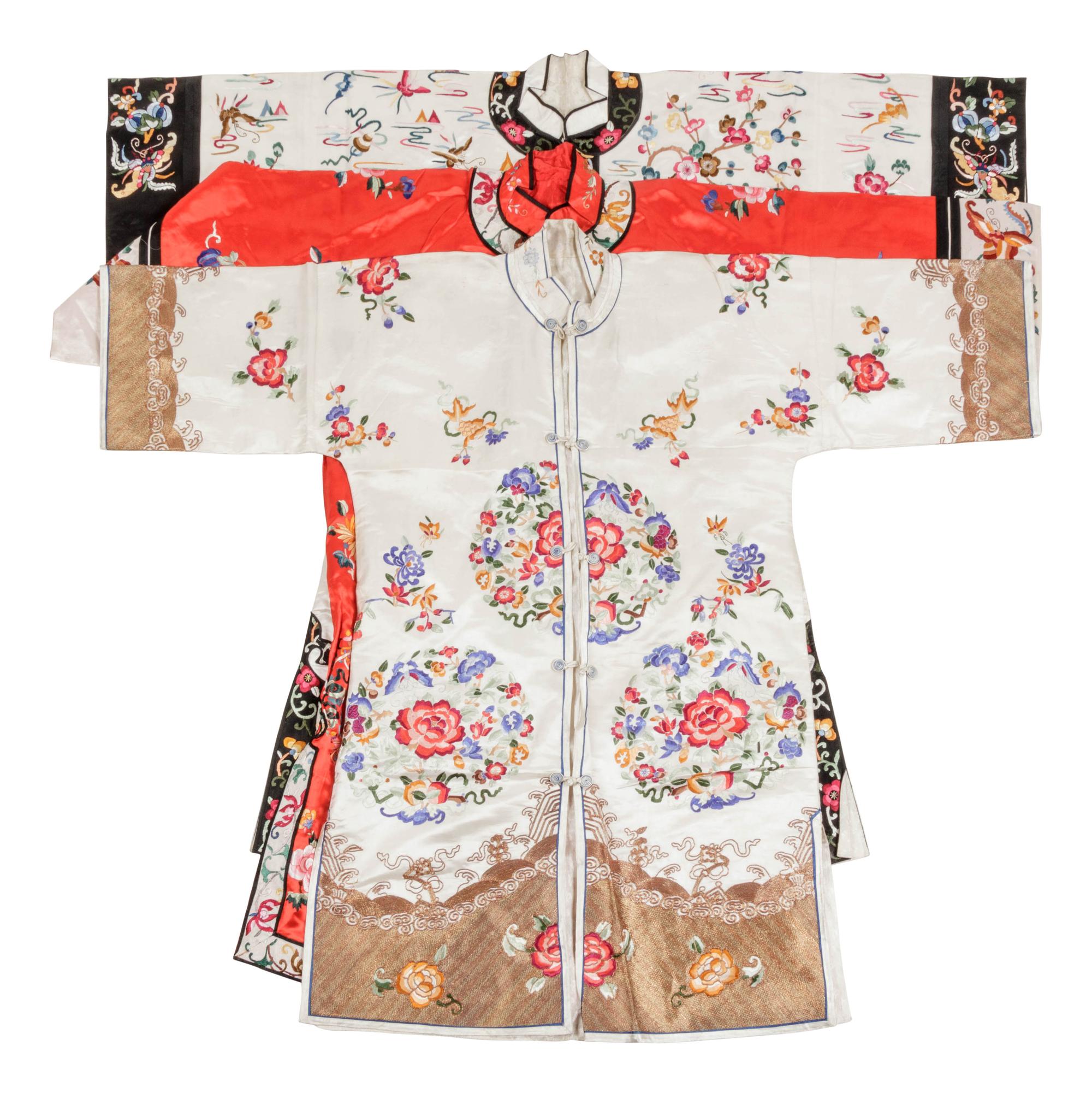 Three Chinese Embroidered Silk Ladies' Jackets