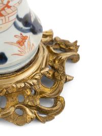 A Pair of Gilt Bronze Mounted Imari Palette Porcelain Vases
