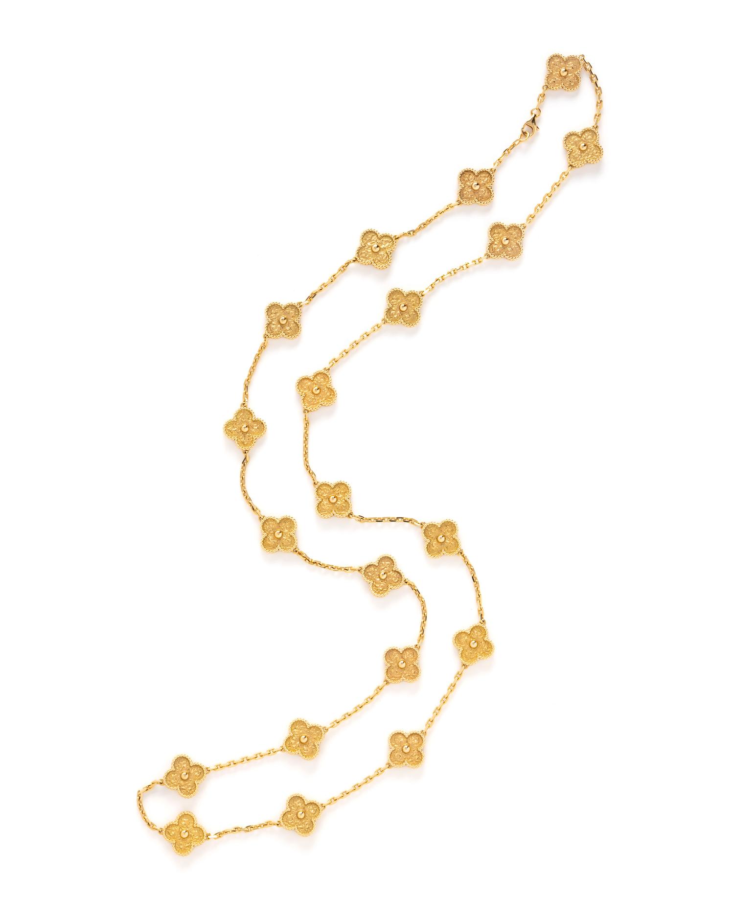 VAN CLEEF & ARPELS, YELLOW GOLD 'VINTAGE ALHAMBRA' NECKLACE